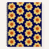 Carnet Dahlia jaune motif floral sur bleu (Devant)