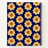 Carnet Dahlia jaune motif floral sur bleu (Dos)