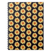 Carnet Dahlia jaune motif floral sur noir (Devant)