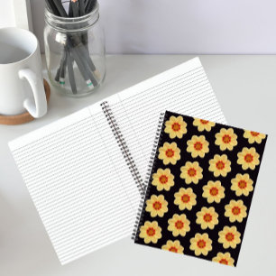 Carnet Dahlia jaune motif floral sur noir