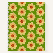 Carnet Dahlia jaune motif floral sur vert (Devant)