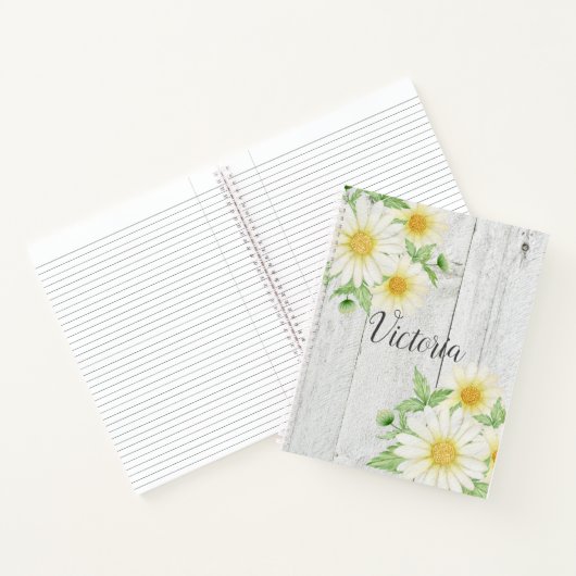 Carnet Daisies Floral Script personnalisé Rustique (Intérieur)