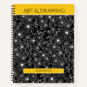 Carnet Daisy Fleur sauvage Black Yellow Nom de l'école Ob (Devant)