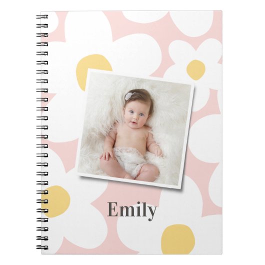 Carnet Daisy floral boho rétro photo girly rose jaune iP (Devant)