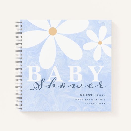 Carnet Daisy Garden Baby shower Dusty Blue Guest Book (Devant)