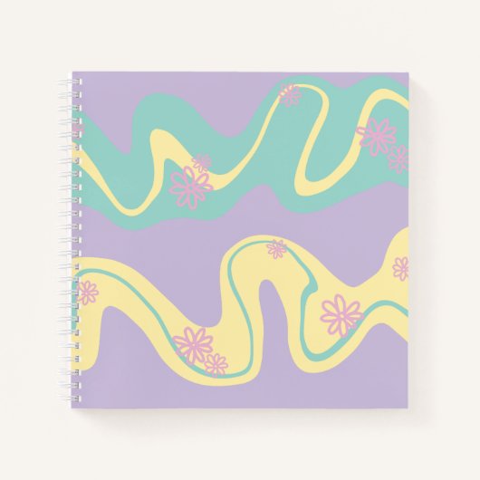 Carnet Daisy Groove Rose Pâle, Jaune, Violet et Vert (Devant)