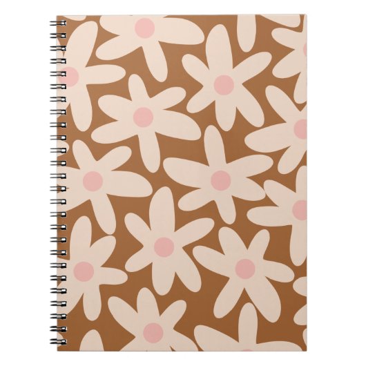Carnet Daisy Time Cute Floral Pattern Brown et Blush (Devant)