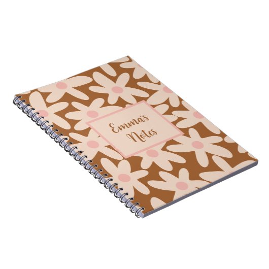 Carnet Daisy Time Cute Floral Pattern Brown et Blush (Côté Droit)