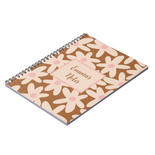 Carnet Daisy Time Cute Floral Pattern Brown et Blush (Côté gauche)