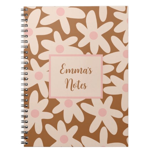 Carnet Daisy Time Cute Floral Pattern Brown et Blush (Devant)