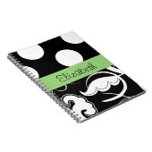 Carnet Damas, Pois, noir et blanc, Votre nom (Côté Droit)