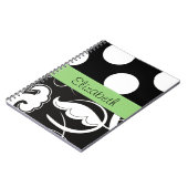 Carnet Damas, Pois, noir et blanc, Votre nom (Côté gauche)