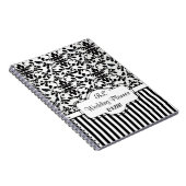 Carnet Damask noir blanc rayures Wedding planner Noteboo (Côté Droit)