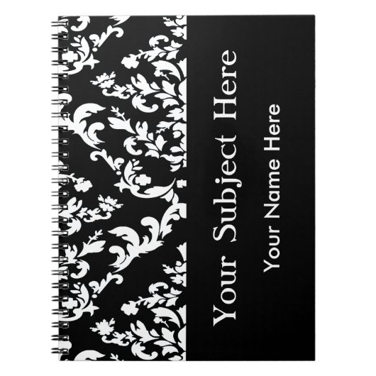 Carnet Damassé audacieuse noire de mod avec le texte fait (Devant)