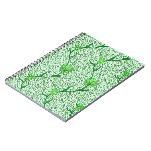 Carnet Damassé de tulipe de Nouveau d'art, vert vert (Côté gauche)