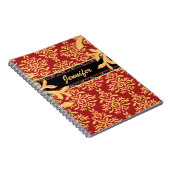 Carnet Damassé dorée élégante de rouge et d'or (Côté Droit)