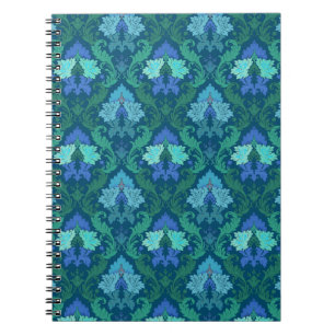 Carnet Damassé florale bleue élégante