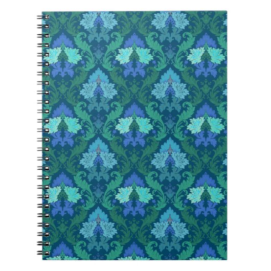 Carnet Damassé florale bleue élégante (Devant)