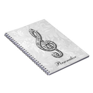 Carnet Damassé florale personnalisée de note de musique