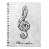 Carnet Damassé florale personnalisée de note de musique (Devant)