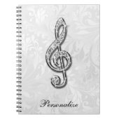 Carnet Damassé florale personnalisée de note de musique (Devant)