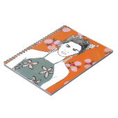 Carnet Dame aux fleurs roses - Orange (Côté gauche)