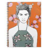 Carnet Dame aux fleurs roses - Orange (Devant)