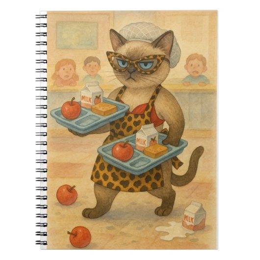 Carnet Dame de cantine servant de la nourriture à l'école (Devant)