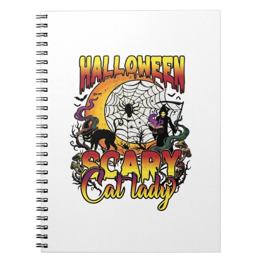 Carnet Dame de chat effrayante Halloween Faucheuse Lune M (Devant)
