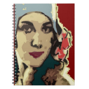 Carnet Dame des années 1920 au chapeau bleu Pop Art