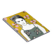 Carnet Dame en fleurs roses - Jaune (Côté Droit)