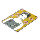 Carnet Dame en fleurs roses - Jaune (Côté gauche)