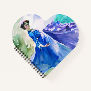 Carnet Dame en Robe Bleue - Peinture aquarelle