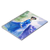 Carnet Dame en Robe Bleue - Peinture aquarelle (Côté gauche)