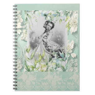 Carnet Dame géorgienne en Sea Moss Green et feuille.