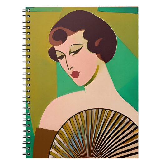 Carnet Dame moderne Art déco avec ventilateur (Devant)