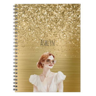 Carnet Dame Pailletée Or Cheveux Rouges