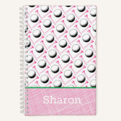 Carnet Dames Golf Rose Green Balls Blanc Tee - shirt Nom (Recto)