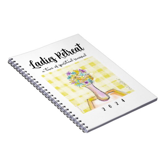 Carnet Dames Retraite design avec Fleurs sur une table (Côté Droit)