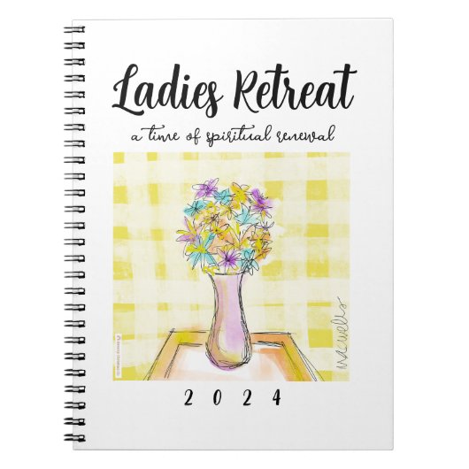 Carnet Dames Retraite design avec Fleurs sur une table (Devant)