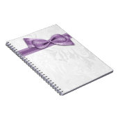 Carnet Damier blanc et nœud faux violet (Côté Droit)