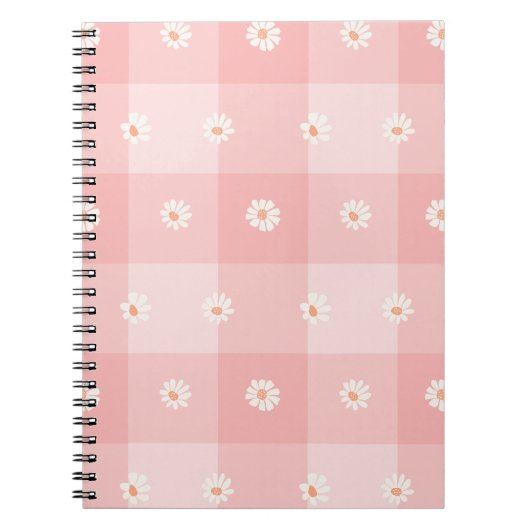 Carnet Damier Pêche et Marguerite (Devant)