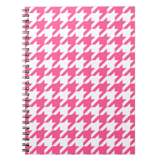 Carnet Damier pied-de-poule rose et blanc (Devant)