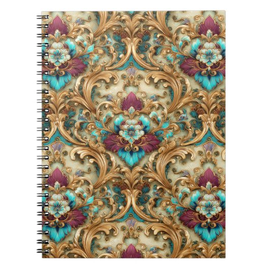 Carnet Damier Turquoise & Or (Devant)