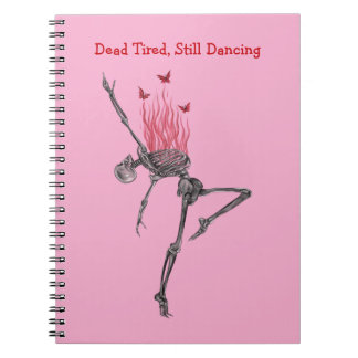 Carnet Dancing Red Fire Flames Skeleton Illustration Pink