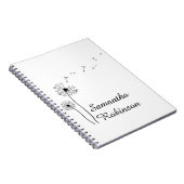 Carnet Dandelion noir et blanc soufflant dans le vent (Côté Droit)