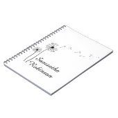 Carnet Dandelion noir et blanc soufflant dans le vent (Côté gauche)