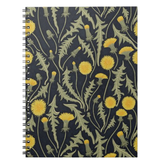 Carnet Dandelions, vert, jaune et noir (Devant)