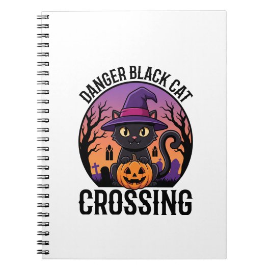 Carnet Danger Halloween Chat Noir Traversée (Devant)