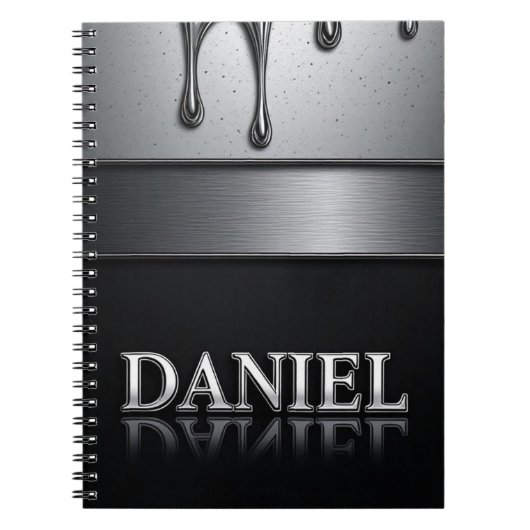 Carnet Daniel Nom avec Métal Liquide qui Tombe (Devant)